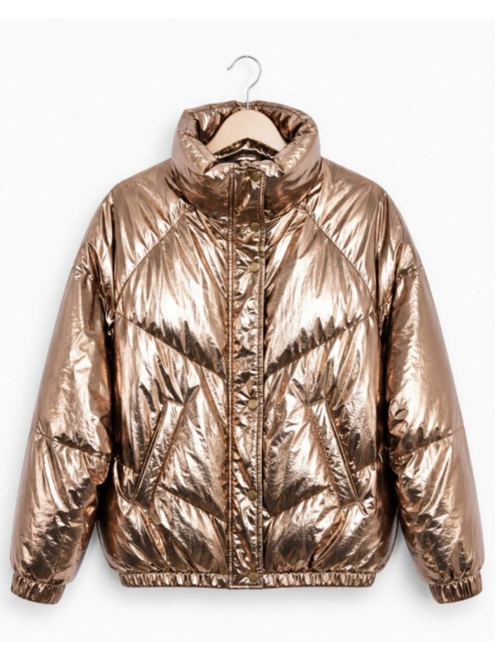 ba&sh Darcy Metallic Gold Puffer Jacket Size M